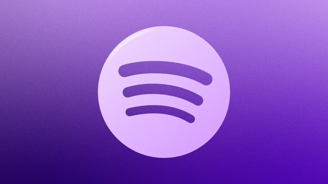 The Spotify logo in purple on a purple background