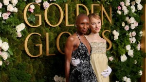 Cynthia Erivo and Ariana Grande attend the 82nd Annual Golden Globe Awards at The Beverly Hilton on January 05, 2025 in Beverly Hills, California.