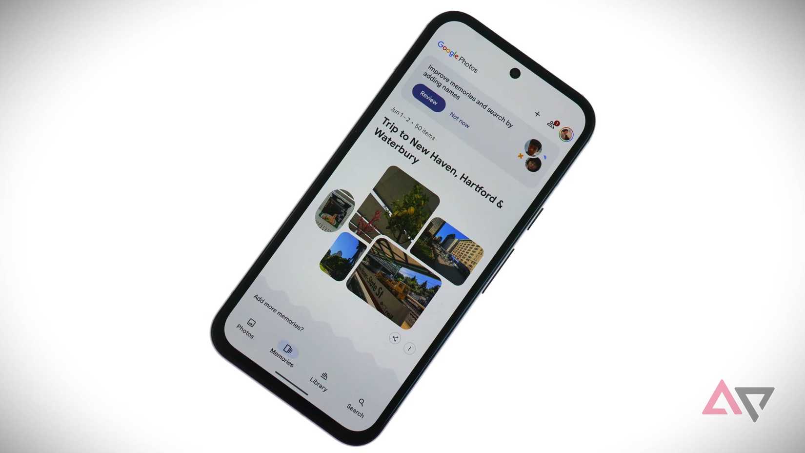 The Google Photos app open to the Memories feature.