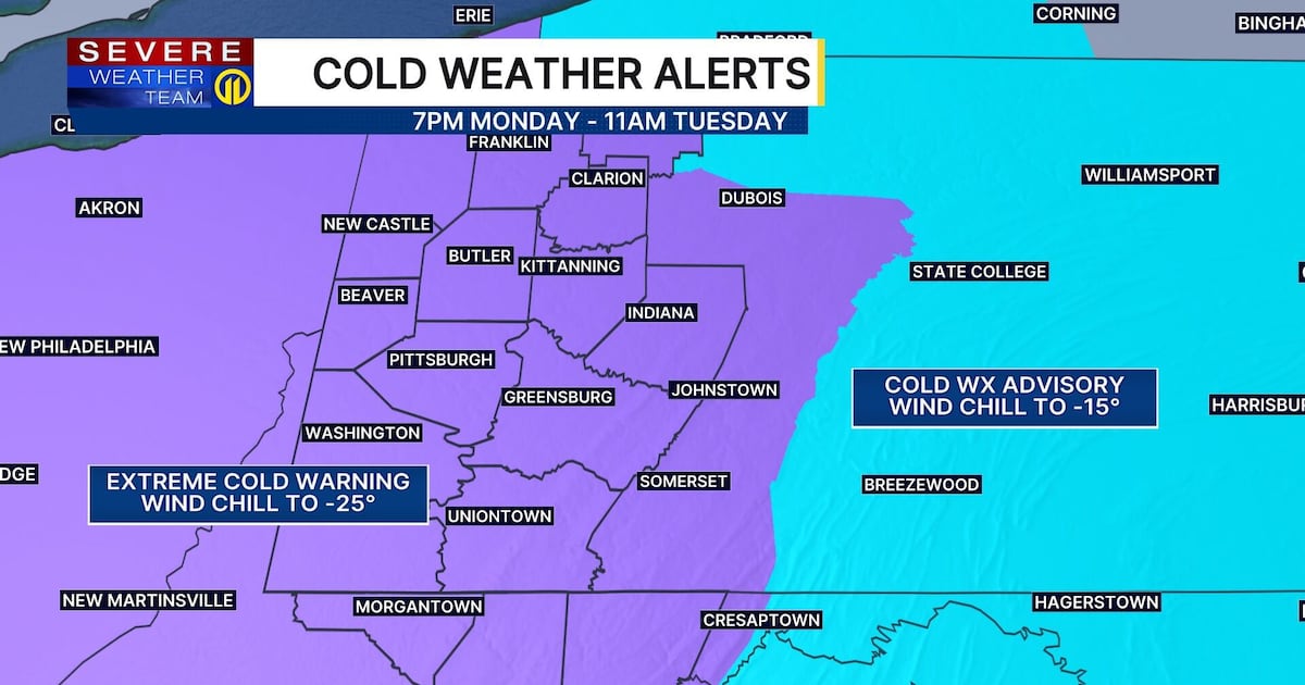 Extreme Cold Warning in effect into Tuesday as temperatures drop near zero