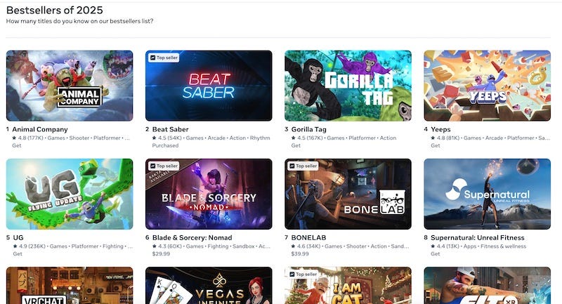 What happened to VR games in 2025?