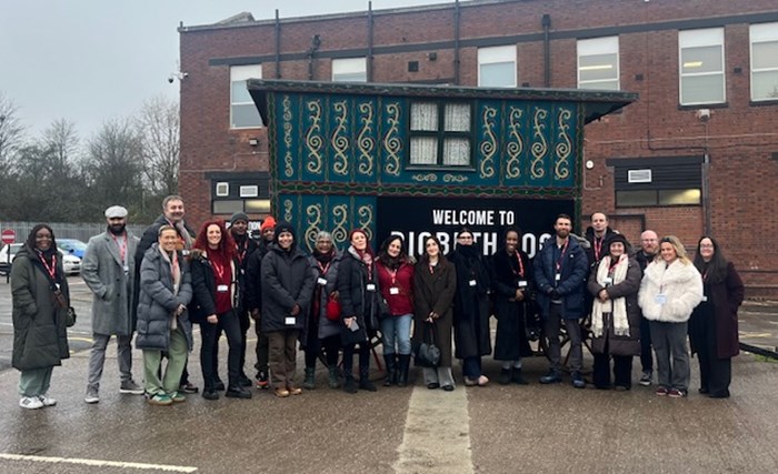 Group of young people outside Digbeth Loc studios in Birmingham