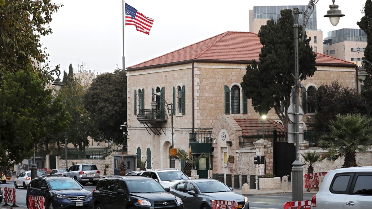 us embassy in israel during the day with cars