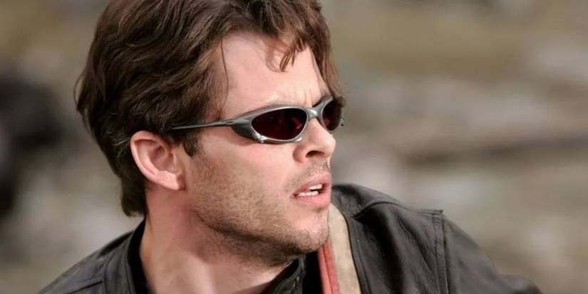 A close -up of James Marsden as Cyclops in casual attire in X-Men