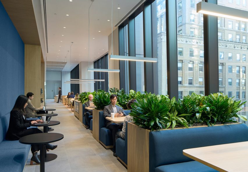 Cafe space for relaxed work and breaks facing a street