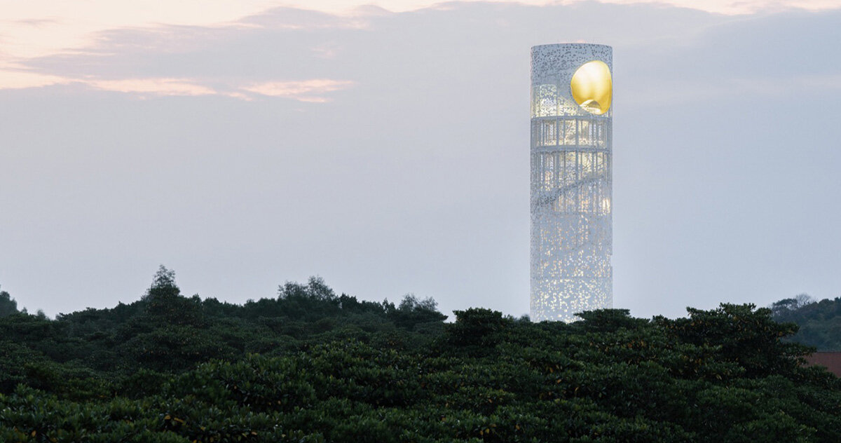 SCUT punctuates vast mangrove forest in china with perforated lunar tower