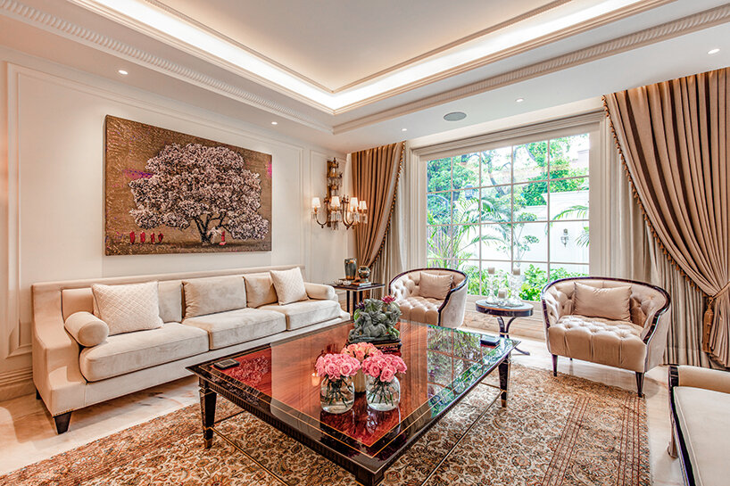 mayfair garden residence is defined by crafted layered textures and natural light in india