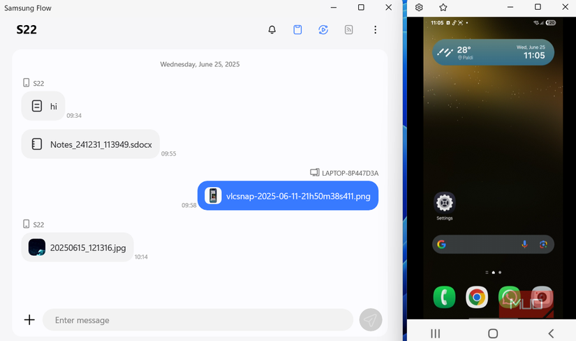 Mirror Galaxy phone screen to PC using Samsung Flow app