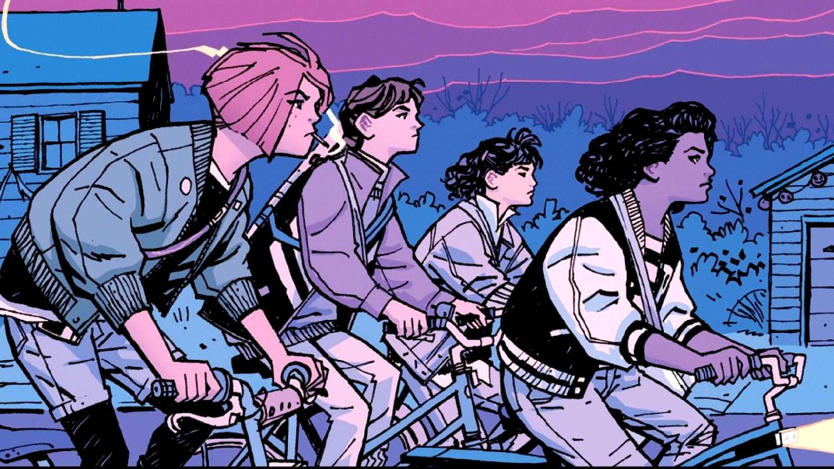 Paper Girls' main characters ride their bikes