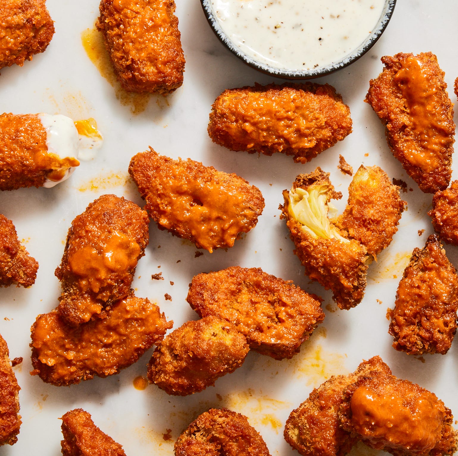 fried buffalo artichoke hearts