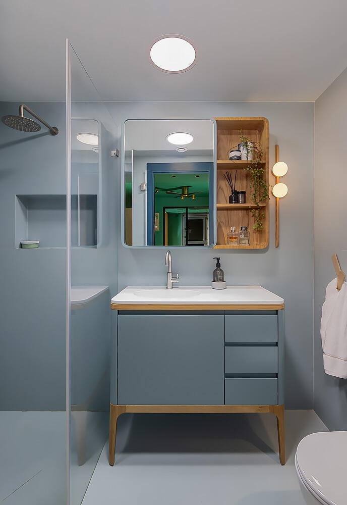 חדר רחצה בגוון מאופק, עיצוב: ליאת עברון