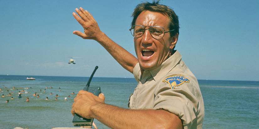 Brody turning around, screaming and waving in Jaws.