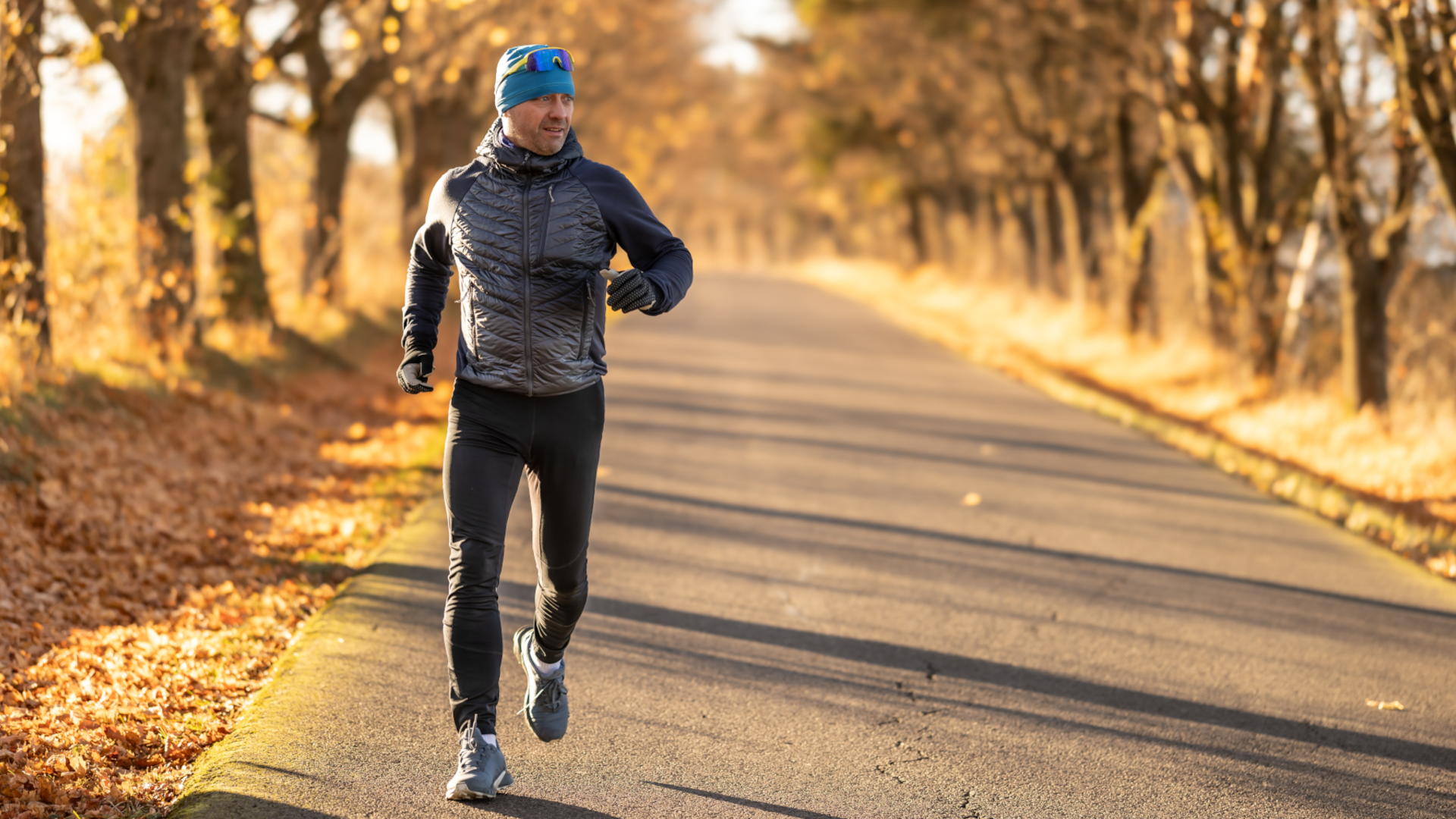 A man running in the winter