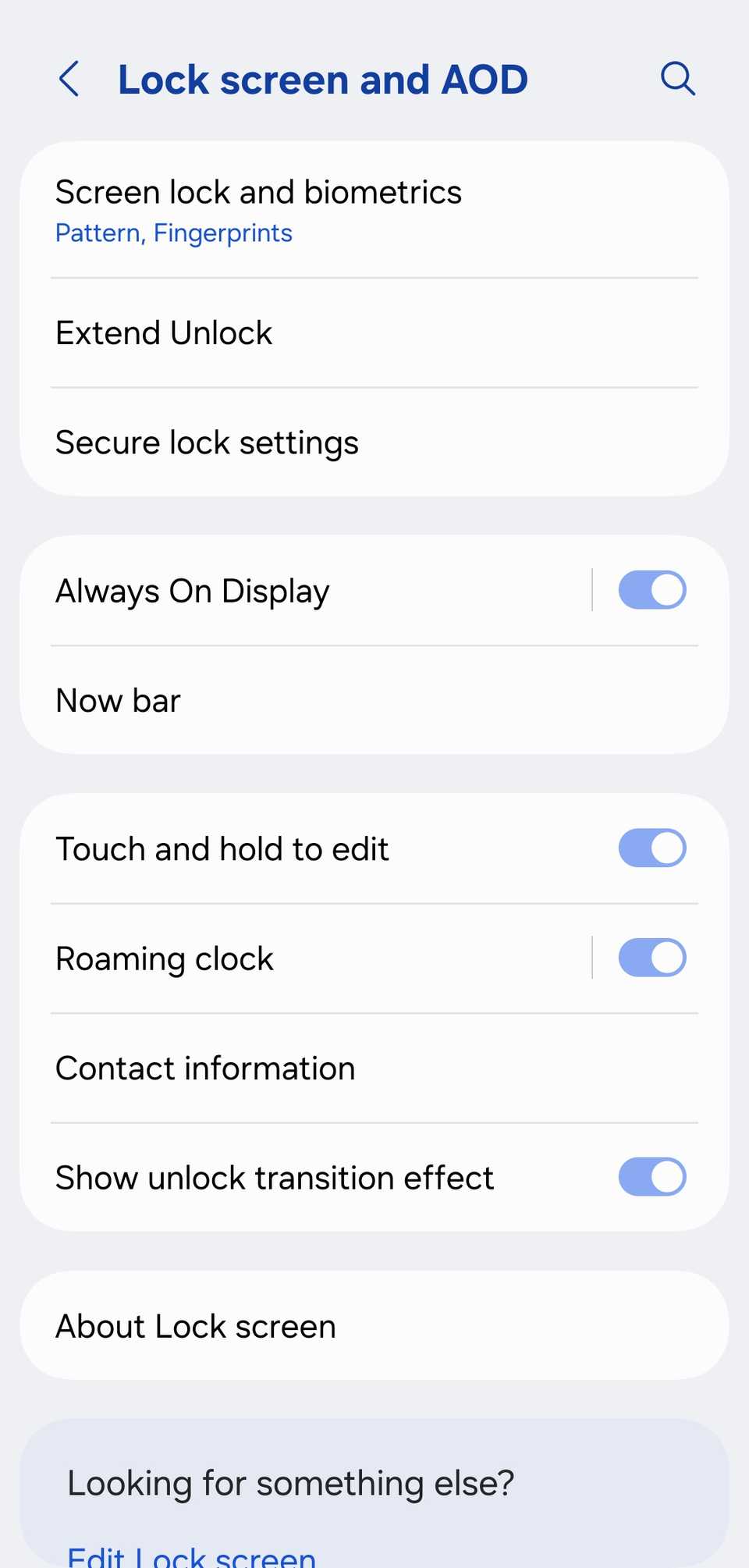 Samsung lock screen settings