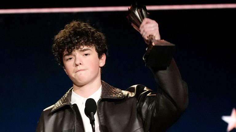 Adolescence star Owen Cooper picked up another prize for his performance in the critically acclaimed series. Pic: AP