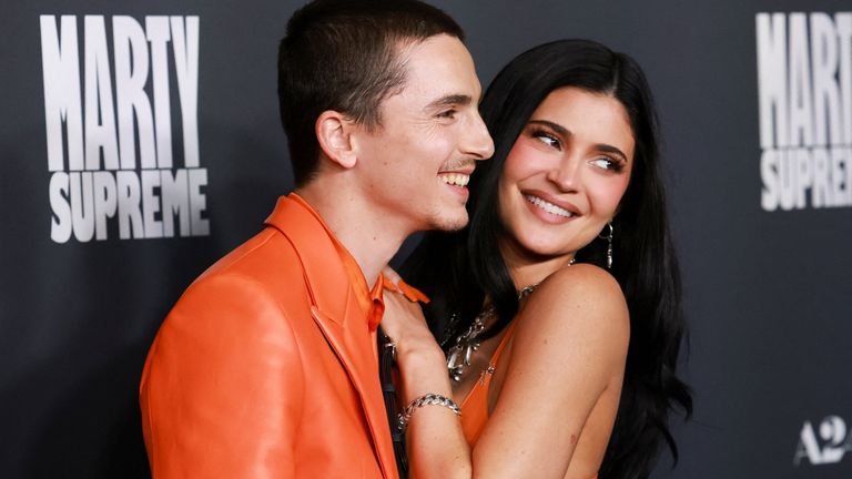 Chalamet and Kylie Jenner at a screening of Marty Supreme in Beverly Hills in December. Pic: Reuters/ Mario Anzuoni