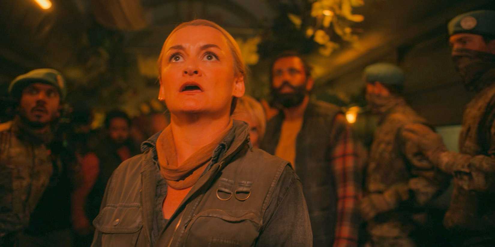 Ruth (Alison Wright) looking up at the Gemini launch in Snowpiercer Season 4 Episode 10