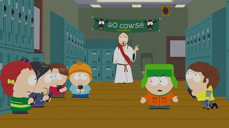 Jesus visits the elementary school, and Kyle and Jimmy aren't pleased, on South Park