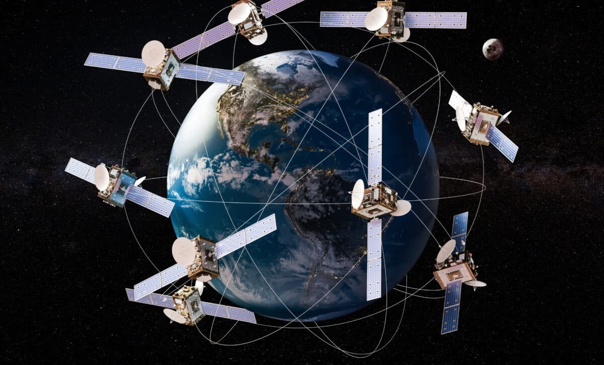 Space Satellites In Orbits Around The Earth Globe