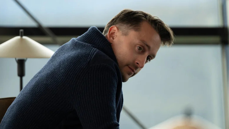 Kieran Culkin's Roman Roy wearing a sweater on Succession