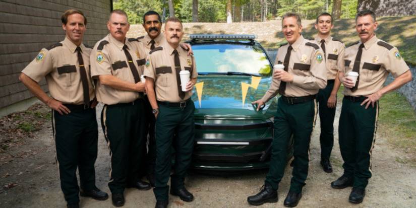 The cast on set of 'Super Troopers 3: Winter Soldiers.'