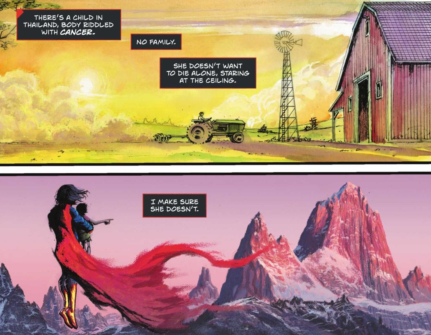 Superman With Dying Child in Absolute Superman #15