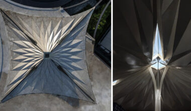 origami steel roof by takashi niwa ornaments restaurant in vietnam