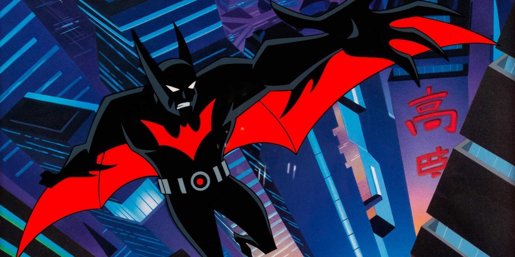 Terry gliding over Neo-Gotham in Batman Beyond