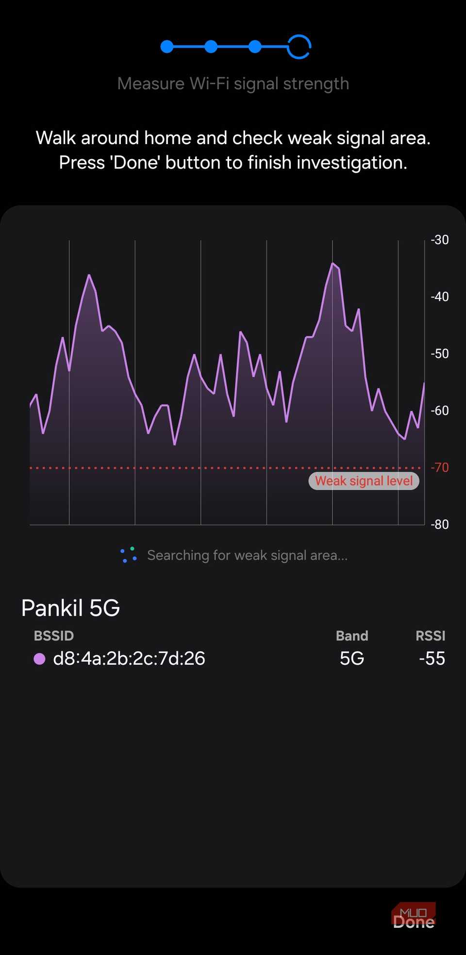 Testing home Wi-Fi on Samsung phone