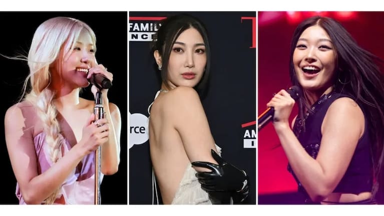 This combination of photos show Rosé, Ejae, and Yoonchae.