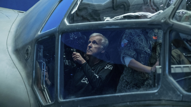 James Cameron filming a scene for the Avatar sequels
