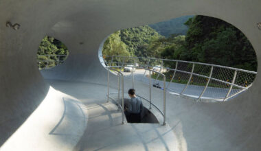 concrete ring by HCCH studio shapes cycling rest pavilion in china
