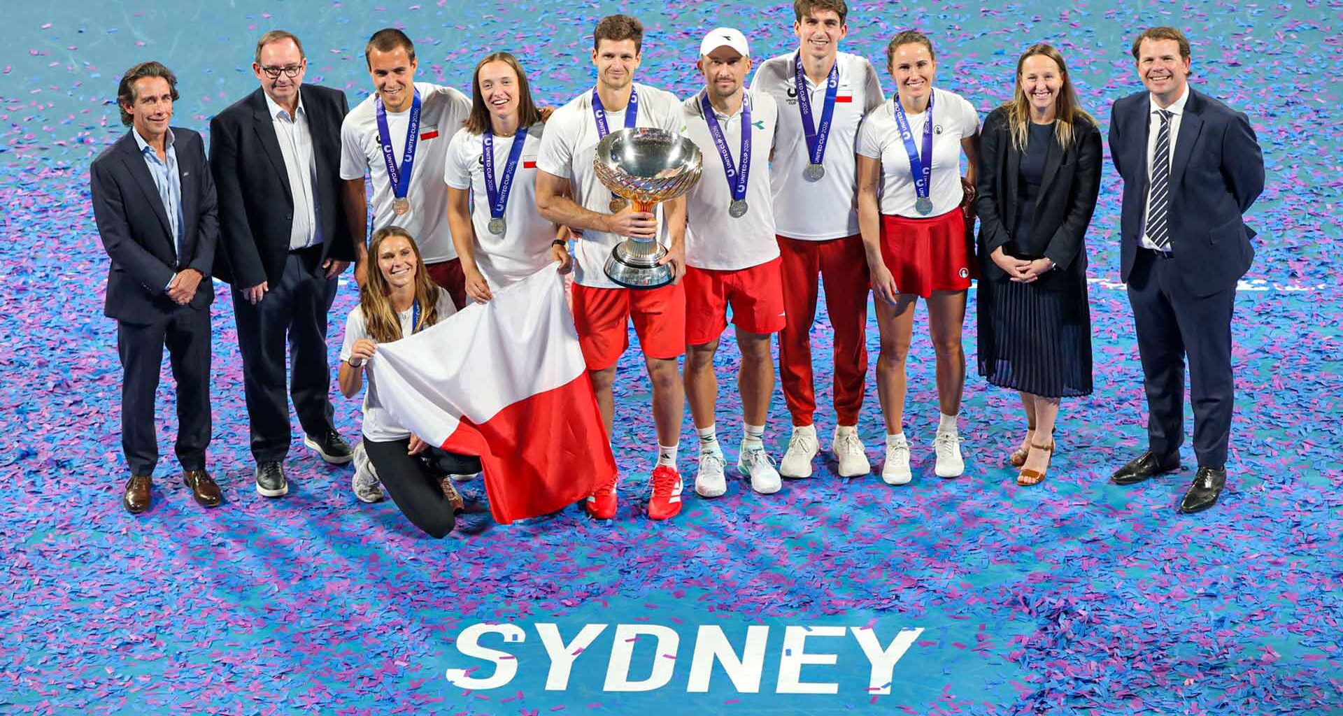 Team Poland celebrates its first United Cup triumph.