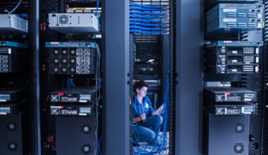 Worker in a data center.