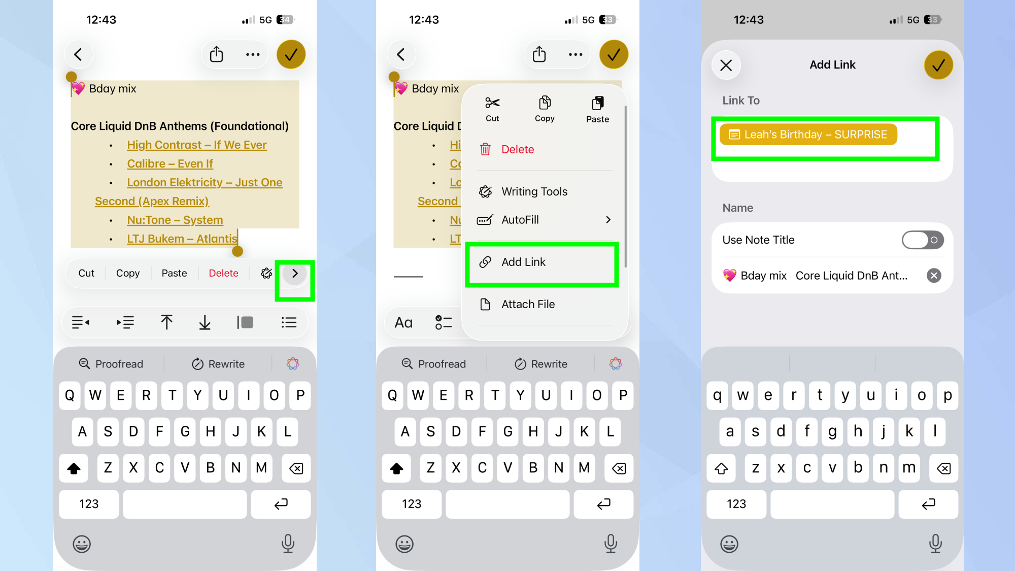 How to link Notes together on iPhone
