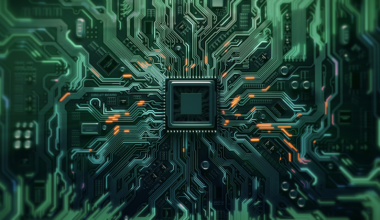 Circuit green board background.