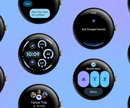 Wear OS 6 Material 3 Expressive screenshots on Pixel watch