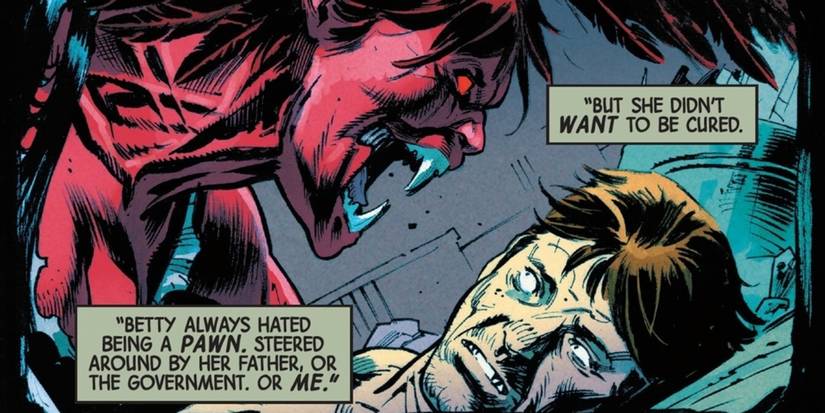 Betty Ross aka Harpy screaming in Bruce Banner's face. 