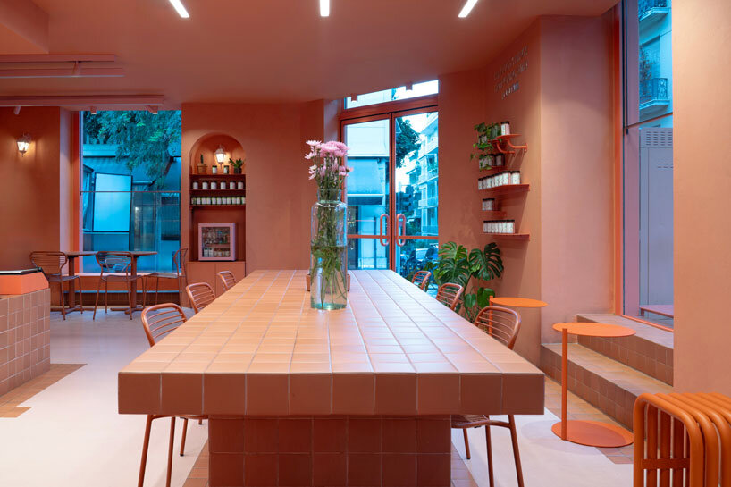 terracotta tiles clad wild souls clean-eating venue’s exterior by studiomateriality in athens