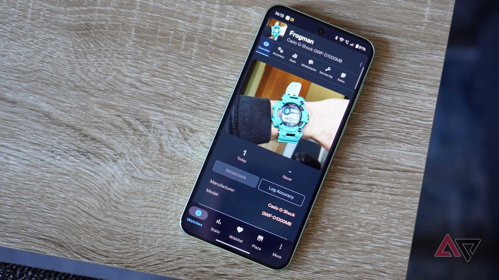 Main screen in the WristLog app