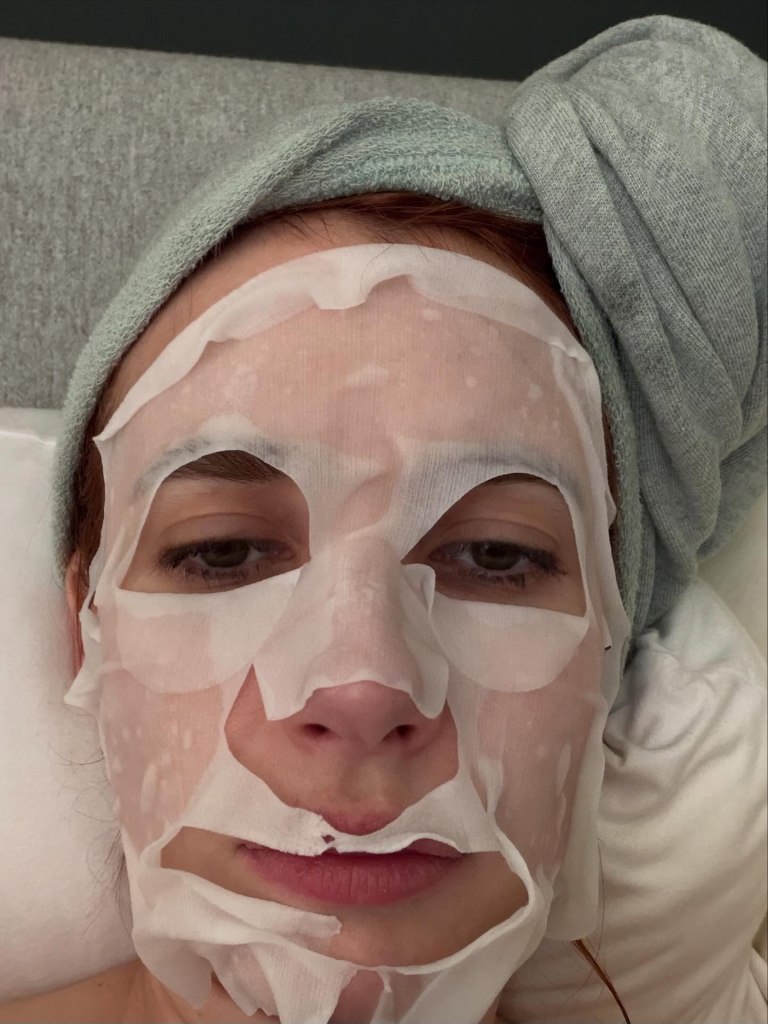 Emma Roberts masks up.