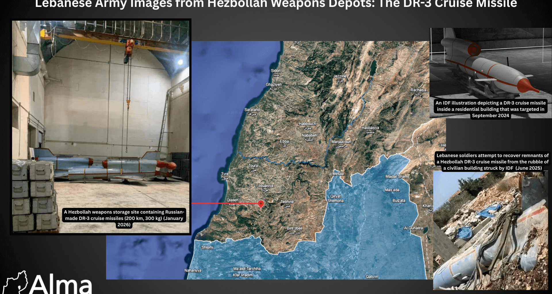 Lebanese Army Images from Hezbollah Weapons Depots: The DR-3 Cruise Missile