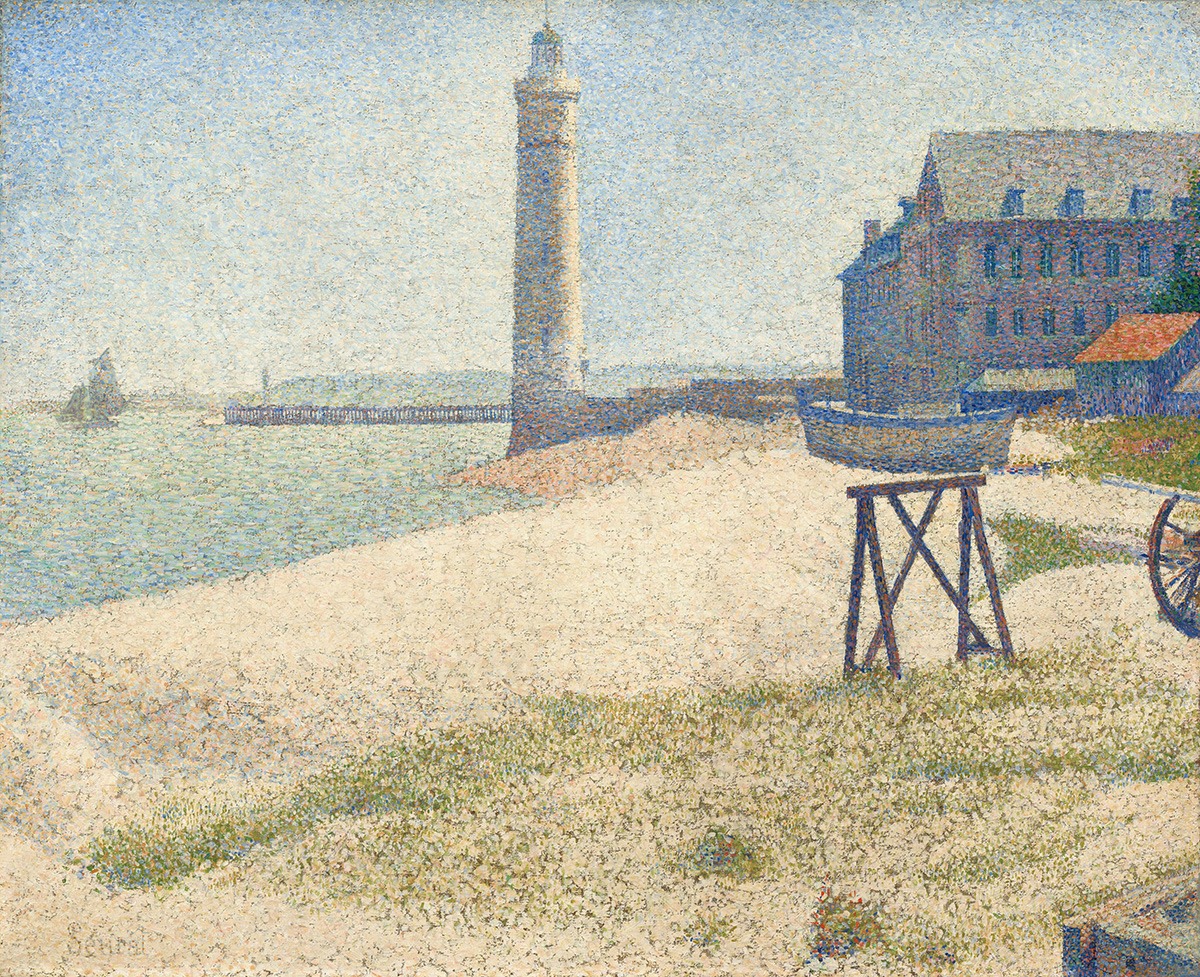 Illustration of The Lighthouse at Honfleur by Georges Seurat.