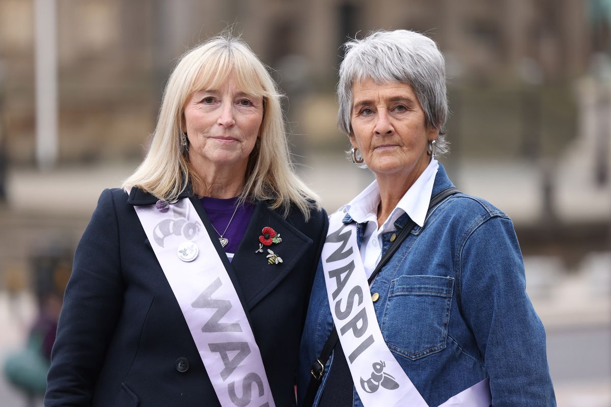 Anne Keen and Teresa Stoddart at a WASPI demonstration outside Liverpool Lime Street Station last year