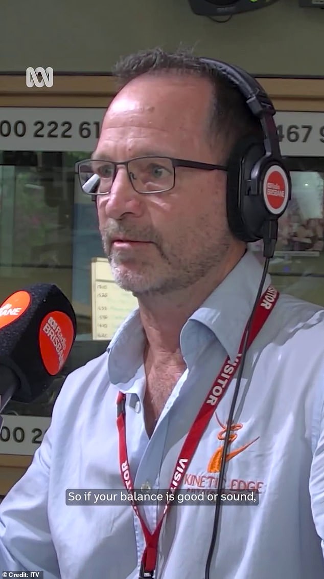 Australian physiotherapist David Peirce recently appeared on ABC's Brisbane Drive to explain the findings of a study, which found: 'People were 84 percent more likely to die from any cause in the following seven years, if they couldn't stand on one leg'