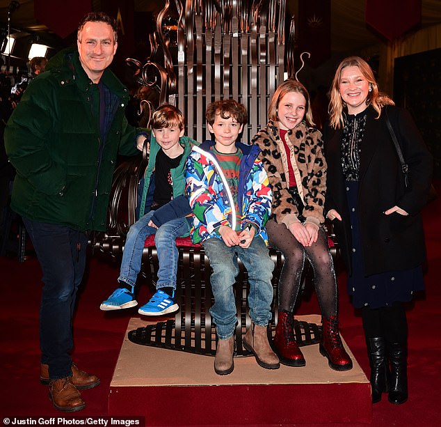 The actress made the confession in an interview with the Daily Mail following the launch of her podcast Lush! which she frequently co-hosts with James, the father of their four children (pictured January 2024)