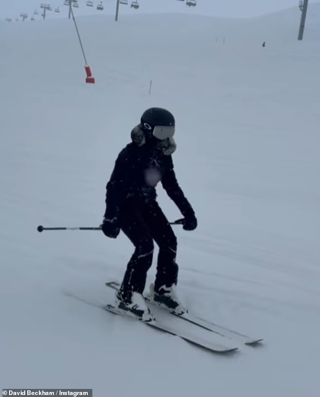 The teenager showed off her skills as David filmed her down the mountain