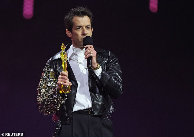 Ten-time Grammy Award winning artist and producer Mark Ronson, 50, received the Outstanding Contribution to Music Award, before taking to the stage to perform