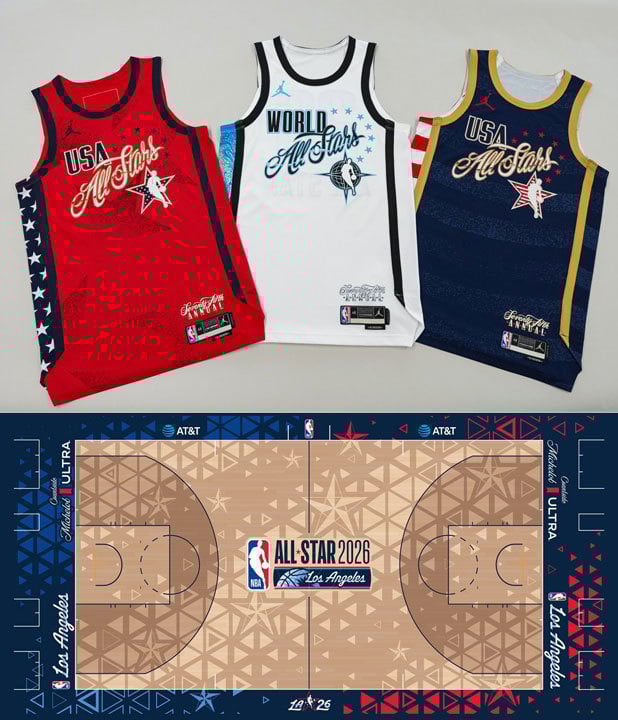 2026 NBA All-Star uniforms, court