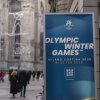An advertisement for the 2026 Winter Olympics stands near Piazza Duomo in the co-host city of Milan, Italy in the leadup to the opening ceremony.